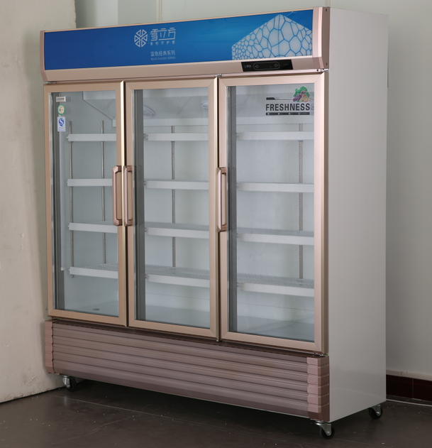 Замораживатель дисплея двери напитка нержавеющей стали стеклянный Refrigerated напиток 3 холодного пива