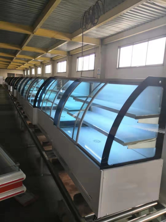 Изогнутый Refrigerated передней гранью торт охлаженный воздухом свежие держа 4 шкафа дисплея