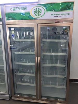Double Door Upright Glass Door Display Freezer 2 To 8 Degree