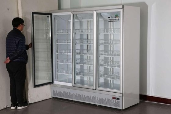 Restaurant Bar Beverage Upright Glass Door Freezer Three Door