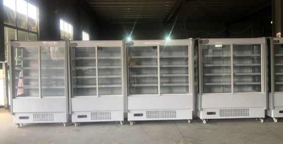 Upright Commercial Glass Door Display Freezer Sliding 2 Door Fan Cooling