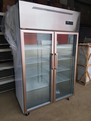 Double door large capacity commercial glass door stainless steel reefer freezer