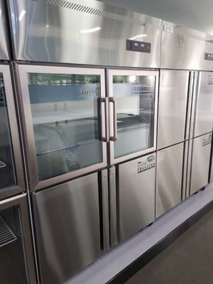 Upper Double Glass Door Stainless Steel Freezer 4 Door Commercial