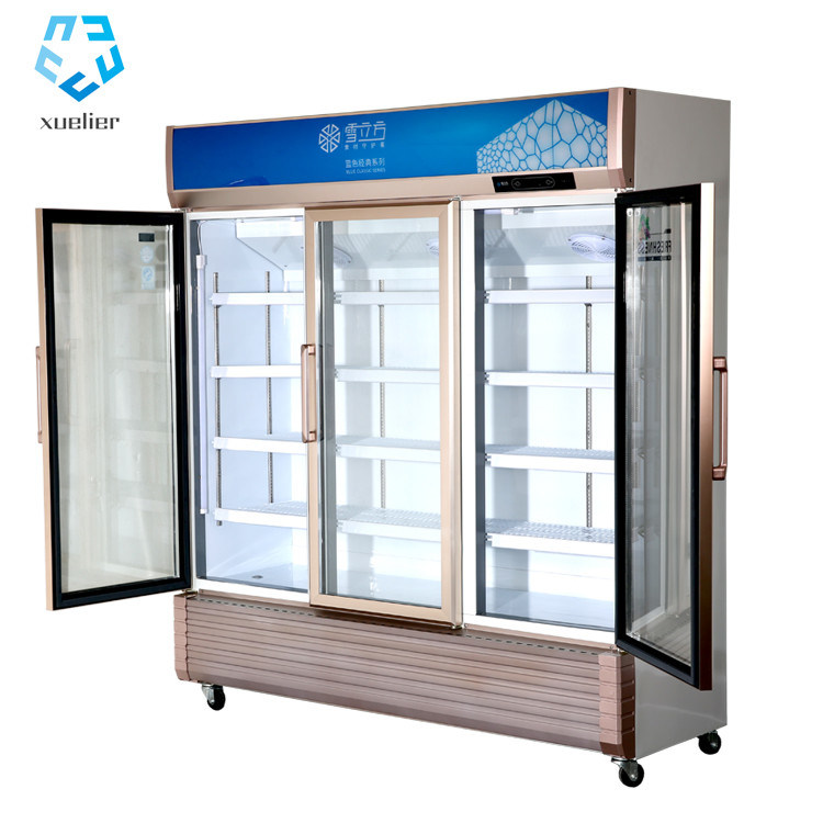 Triple Door Glass Door Display Freezer Vertical Fan Cooling