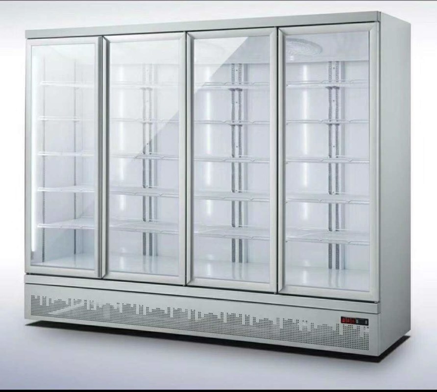 Supermarket Glass Door Upright Fridge 4 Doors 110V To 240V